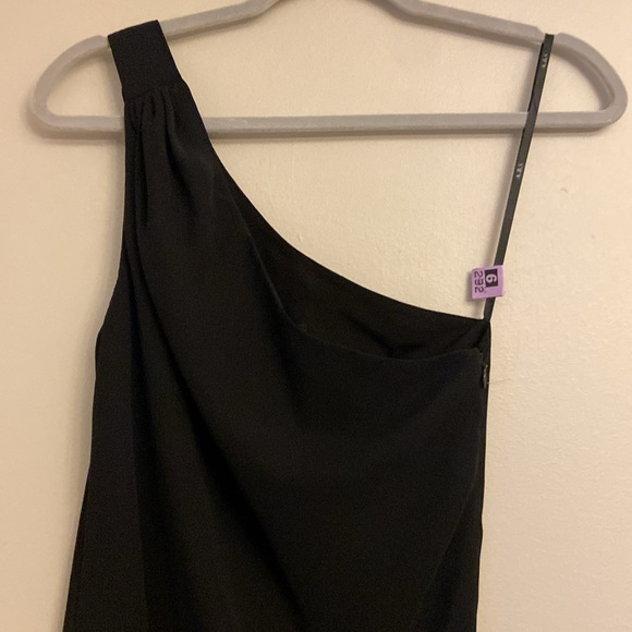 A.B.S Evening By Allen Schwartz Black One Shoulder Dress Size 4 - Picture 3 of 7